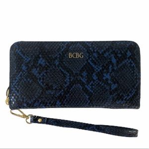 BCBG Wallet Blue Snake Print
